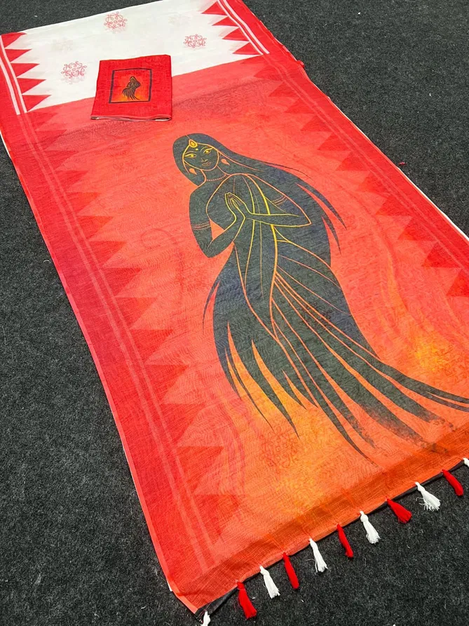 MG 480 Palin Linen Devika Printed Sarees Wholesale Price In Surat